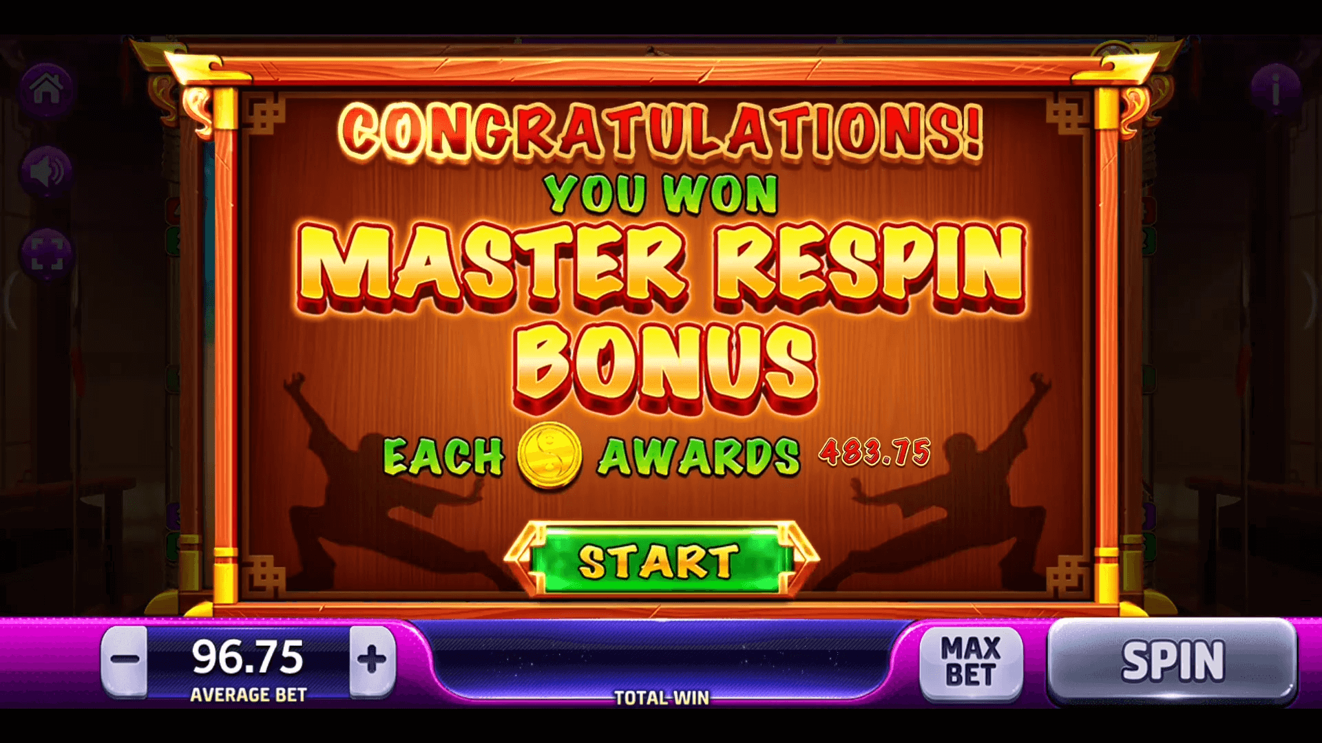 Kungfu master respin bonus